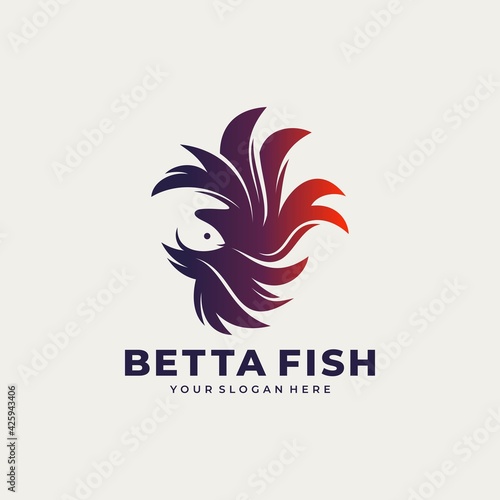 betta fish fire modern logo vector illustration design

