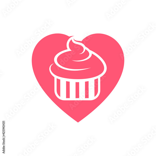 Love Bakery logo design vector illustration  Creative Bakery logo design concept template  symbols icons
