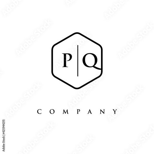 initial PQ logo design vector