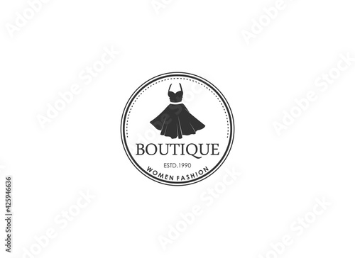 boutique women logo with elegant and beautiful negligee illustrations