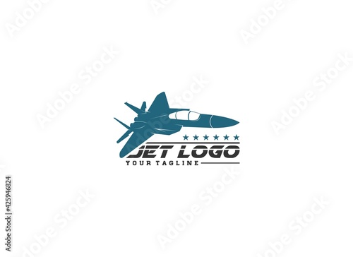 Canvas-taulu jet logo in addition to an illustration of a jet flying at high speed
