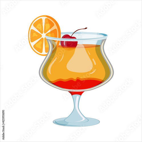 orange cocktail in a glass on a stem, isolated on white background