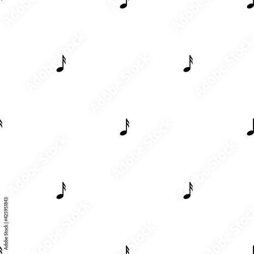 Seamless ornament with music notes on white background. song, melody or tune, volume.