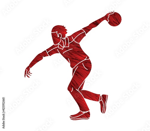 Bowling Sport Male Player Pose Cartoon Graphic Vector photo