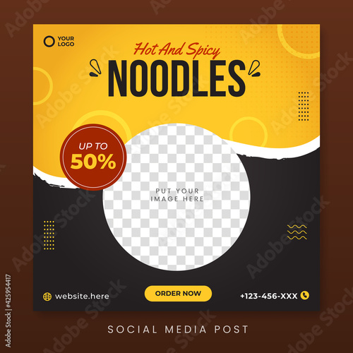 Hot and spicy noodle social media post template
