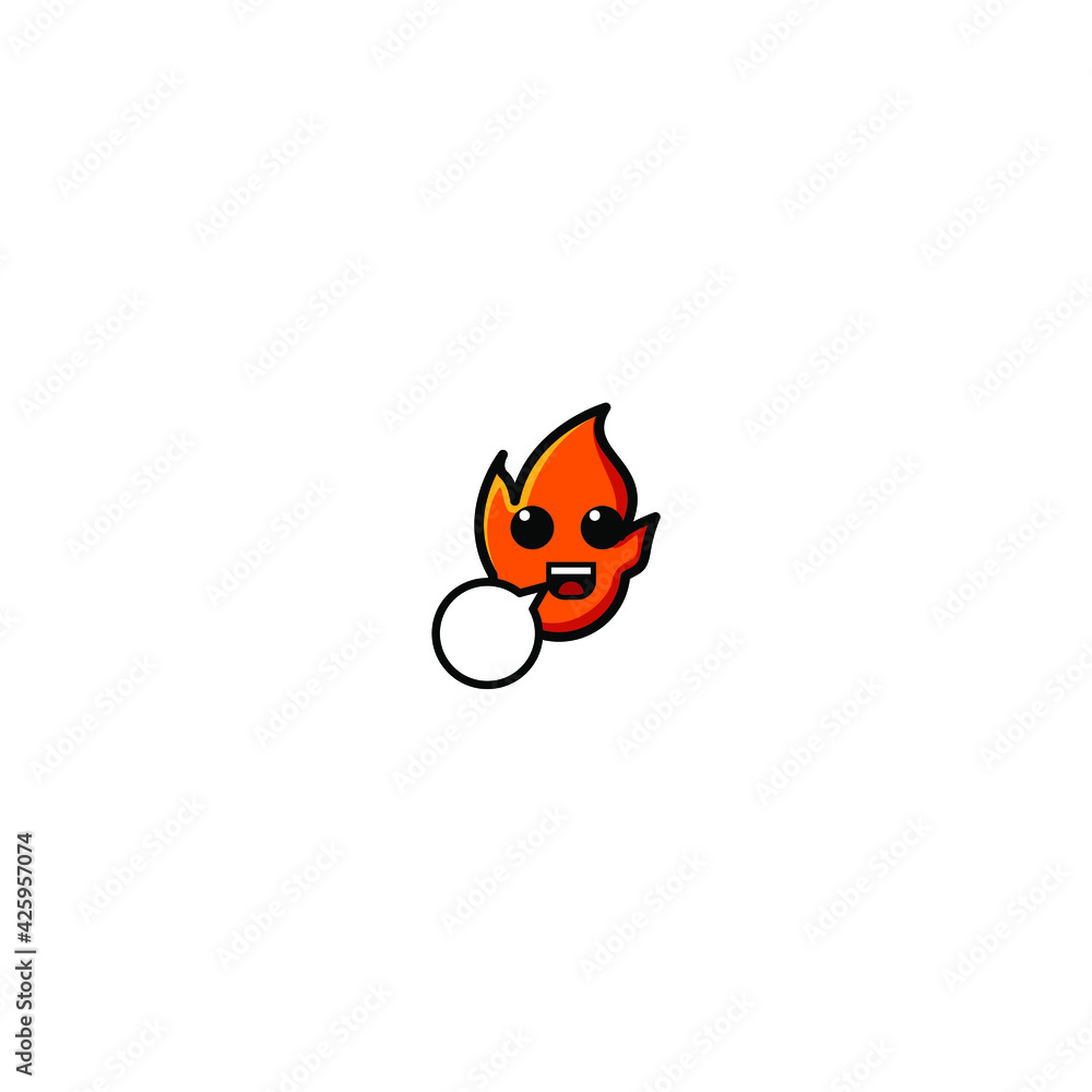 Obraz premium Cute Fire Kawaii Cartoon Character Vector Illustration Design. Outline, Cute, Funny Style. Recomended For Children Book, Cover Book, And Other.