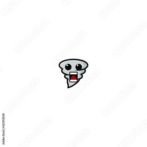 Cute Tornado Kawaii Cartoon Character Vector Illustration Design. Outline, Cute, Funny Style. Recomended For Children Book, Cover Book, And Other.