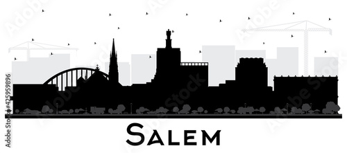 Salem Oregon City Skyline Silhouette with Black Buildings Isolated on White.
