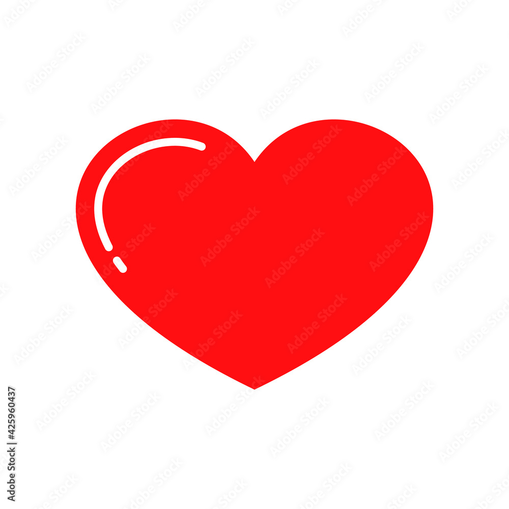 Red Heart vector icon. Heart Shape Shade Isolated White Background Vector For wedding.
