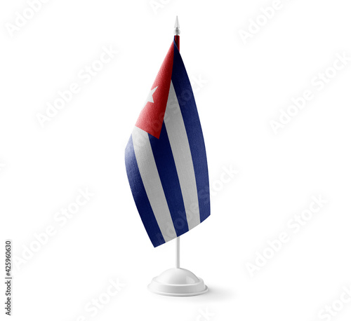Photography Small national flag of the Cuba on a white background