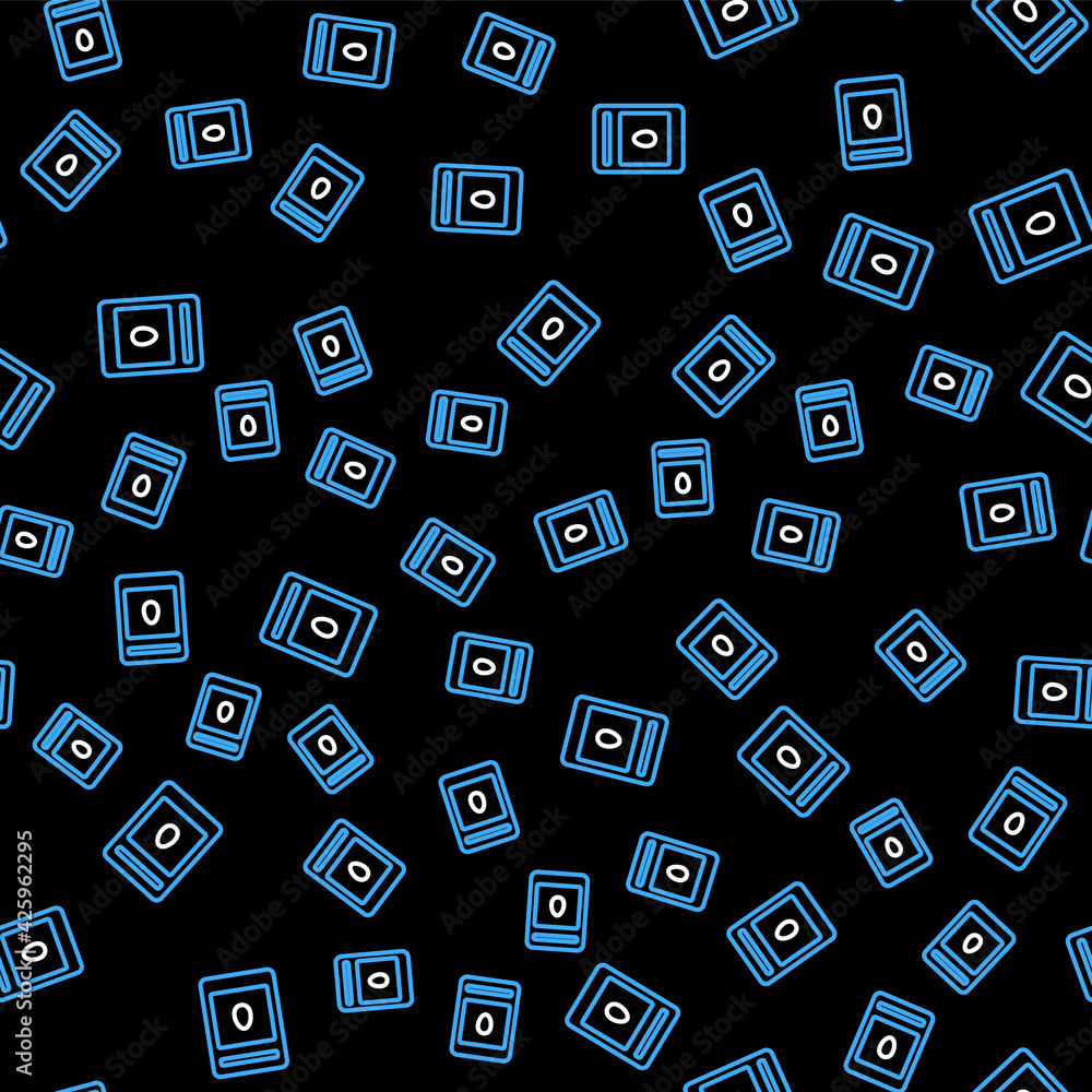 Line Pack full of seeds of a specific plant icon isolated seamless pattern on black background. Vector Line Pack full of seeds of a specific plant icon isolated seamless pattern on black background. Vector