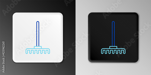 Line Garden rake icon isolated on grey background. Tool for horticulture, agriculture, farming. Ground cultivator. Housekeeping equipment. Colorful outline concept. Vector