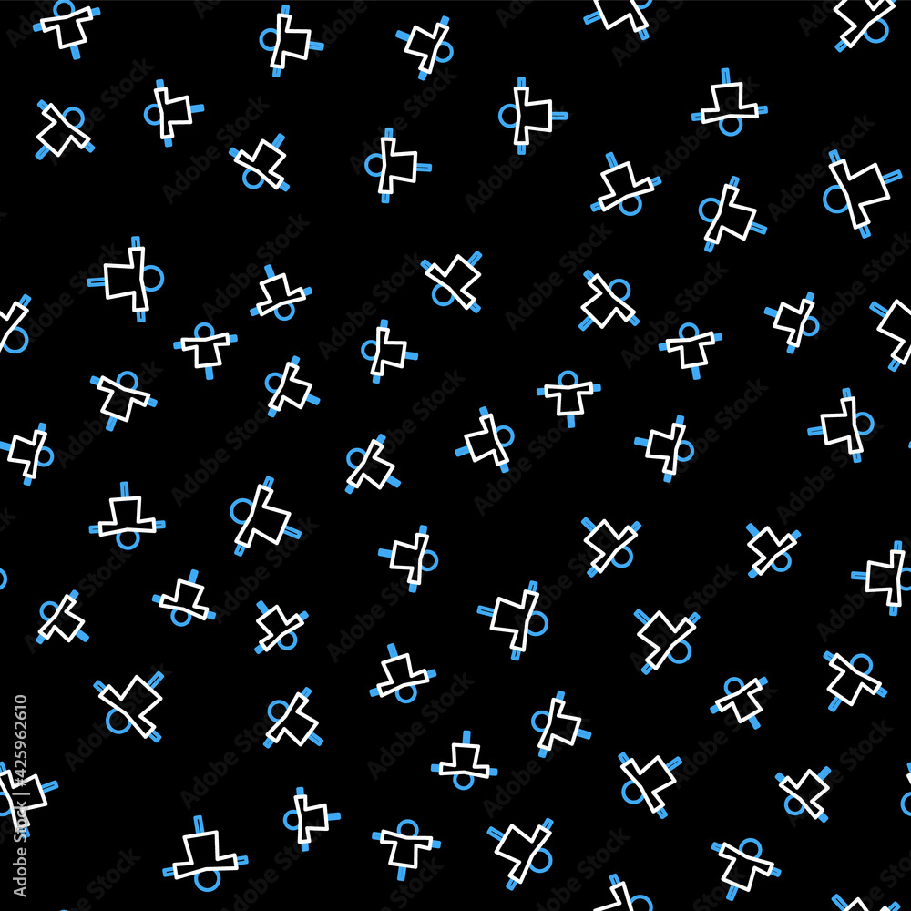 Line Scarecrow icon isolated seamless pattern on black background. Vector Line Scarecrow icon isolated seamless pattern on black background. Vector