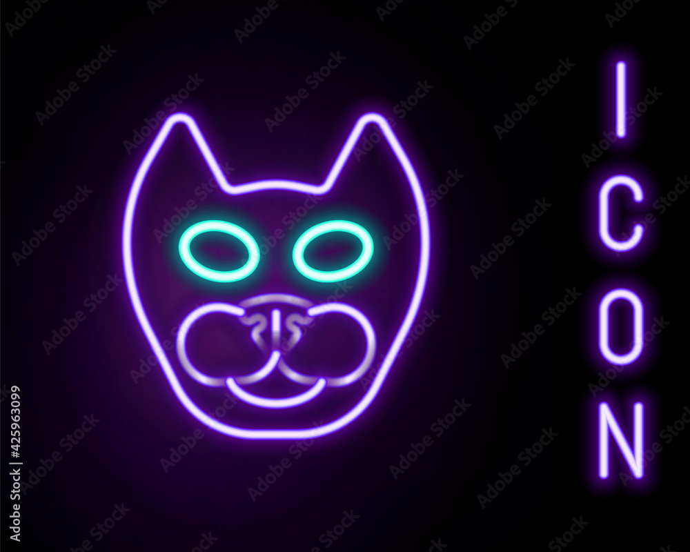 Glowing neon line Cat icon isolated on black background. Colorful outline concept. Vector Glowing neon line Cat icon isolated on black background. Colorful outline concept. Vector