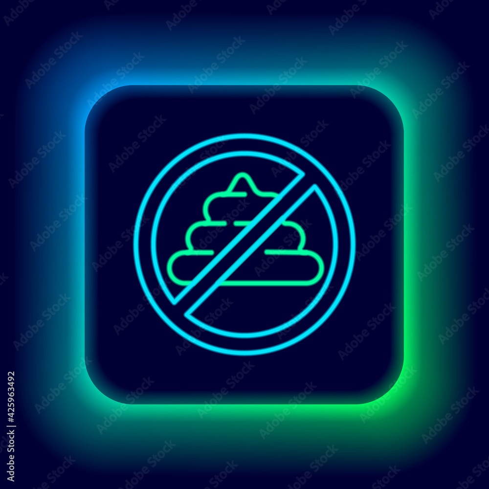 Glowing neon line No shit icon isolated on black background. Colorful outline concept. Vector Glowing neon line No shit icon isolated on black background. Colorful outline concept. Vector