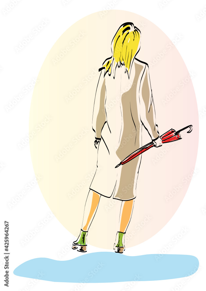 illustration of woman with umbrella