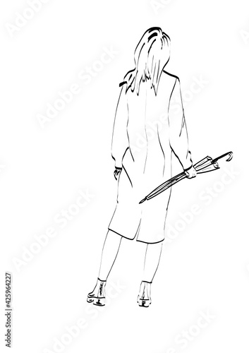 illustration of woman with umbrella