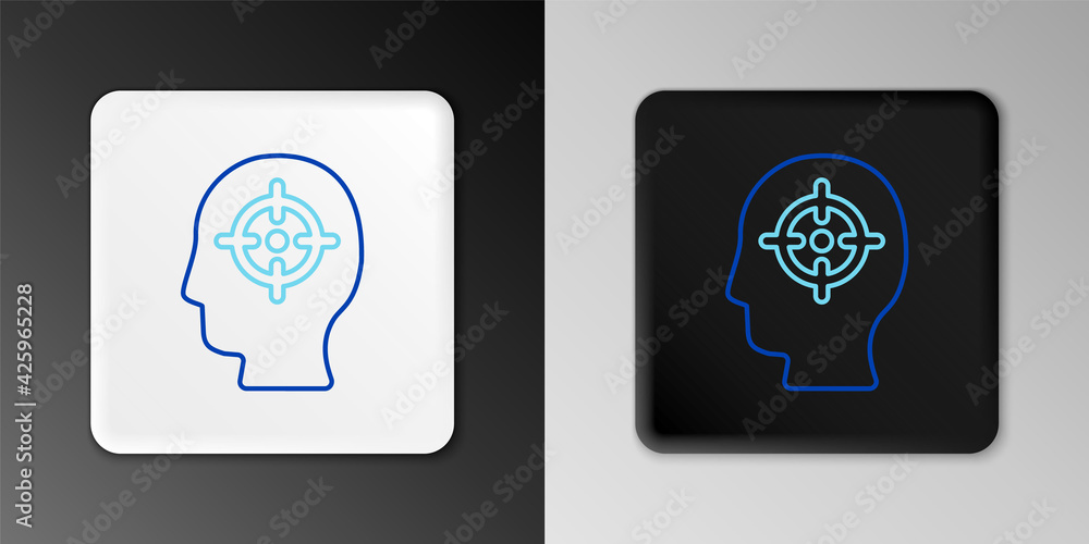 Line Head hunting icon isolated on grey background. Business target or Employment sign. Human resource and recruitment for business. Colorful outline concept. Vector Line Head hunting icon isolated on grey background. Business target or Employment sign. Human resource and recruitment for business. Colorful outline concept. Vector