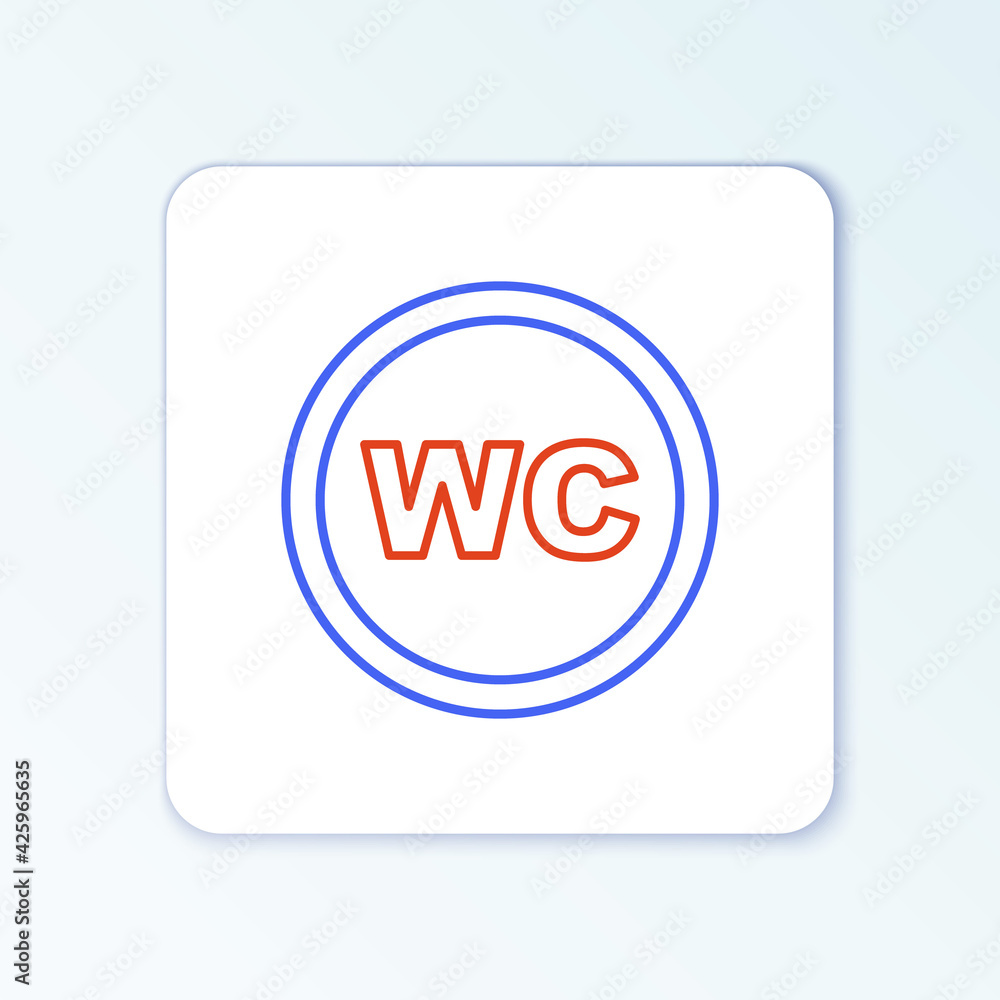 Line Toilet icon isolated on white background. WC sign. Washroom. Colorful outline concept. Vector Line Toilet icon isolated on white background. WC sign. Washroom. Colorful outline concept. Vector