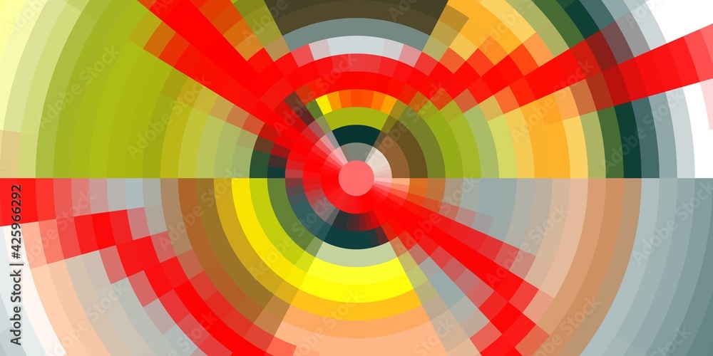 Fototapeta premium Yellow red orange round abstract background with rainbow