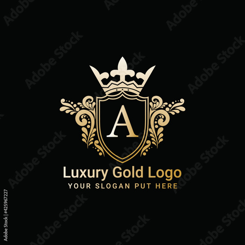 Crown logo vector  Luxury gold logo  Letter A icon