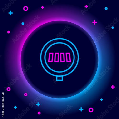 Glowing neon line Pedestrian crosswalk icon isolated on black background. Traffic rules and safe driving. Colorful outline concept. Vector