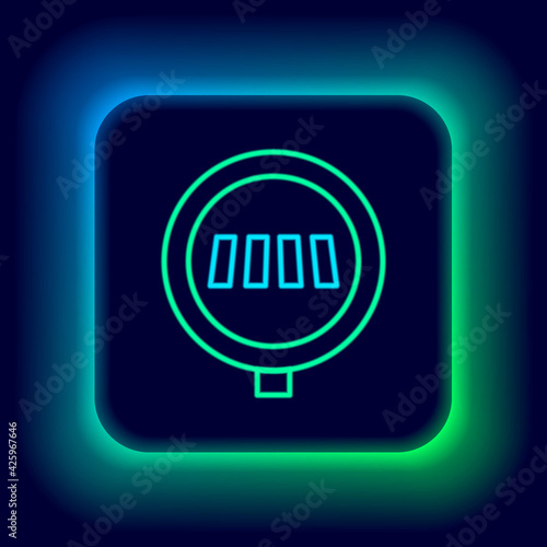 Glowing neon line Pedestrian crosswalk icon isolated on black background. Traffic rules and safe driving. Colorful outline concept. Vector