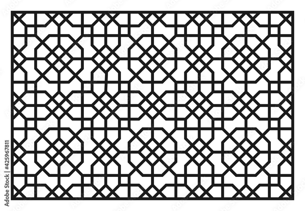 Laser Cutting Template. Decorative Panel. Middle Eastern Geometric Pattern. Laser Cutting Template. Decorative Panel. Middle Eastern Geometric Pattern.