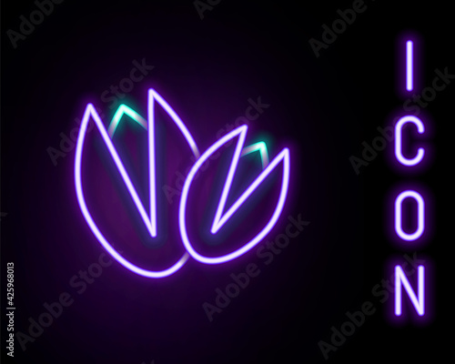 Glowing neon line Pistachio nuts icon isolated on black background. Colorful outline concept. Vector