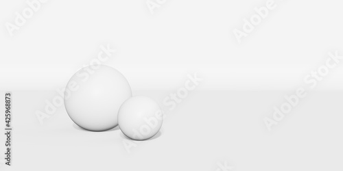 White ball floating on white background 3d illustration