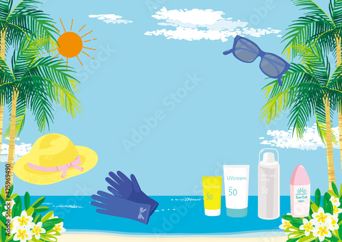 夏の紫外線対策イメージイラスト