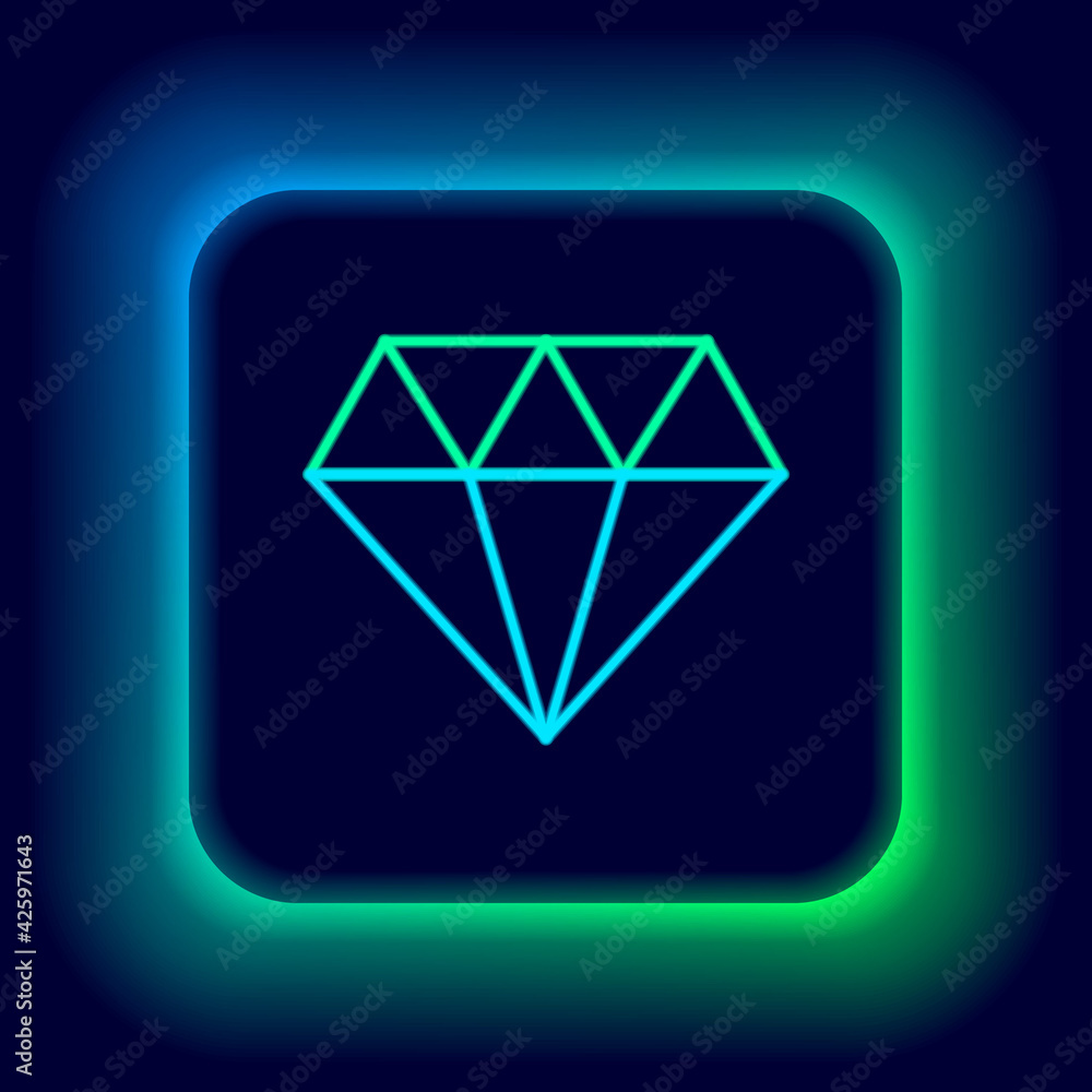 Glowing neon line Diamond icon isolated on black background. Jewelry symbol. Gem stone. Colorful outline concept. Vector Glowing neon line Diamond icon isolated on black background. Jewelry symbol. Gem stone. Colorful outline concept. Vector