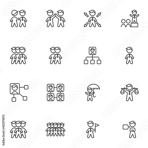 Business people line icons set