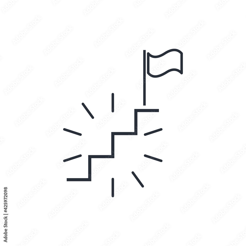 The ladder of success. Vector linear icon isolated on white background. The ladder of success. Vector linear icon isolated on white background.