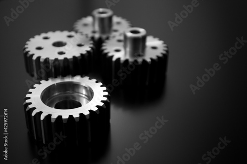 Gear metal wheels. Free space for text