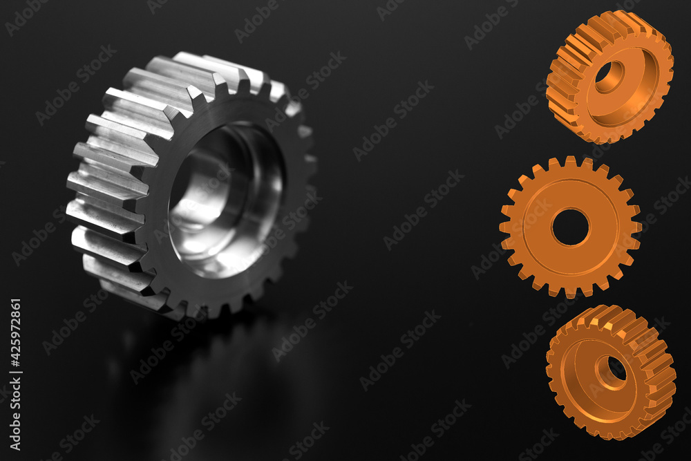Gear metal wheels. Free space for text Gear metal wheels. Free space for text