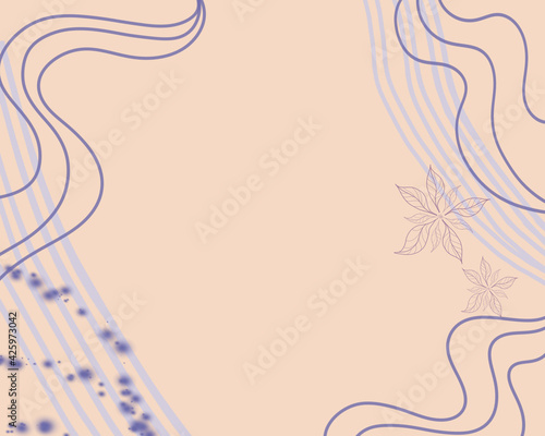 beige floral abstract line background