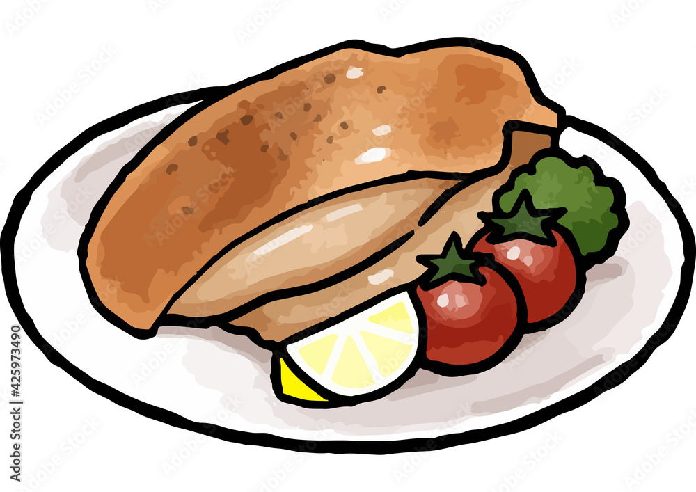 手描きベクターイラスト素材 チキンステーキのイラスト Stock Vector Adobe Stock