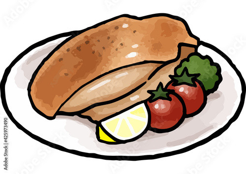 【手描きベクターイラスト素材】チキンステーキのイラスト
