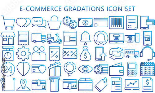 E-commerce business and Online shopping icons collection set, Symbol black outline design for application and websites on white background, Vector illustration EPS 10 ready convert to SVG