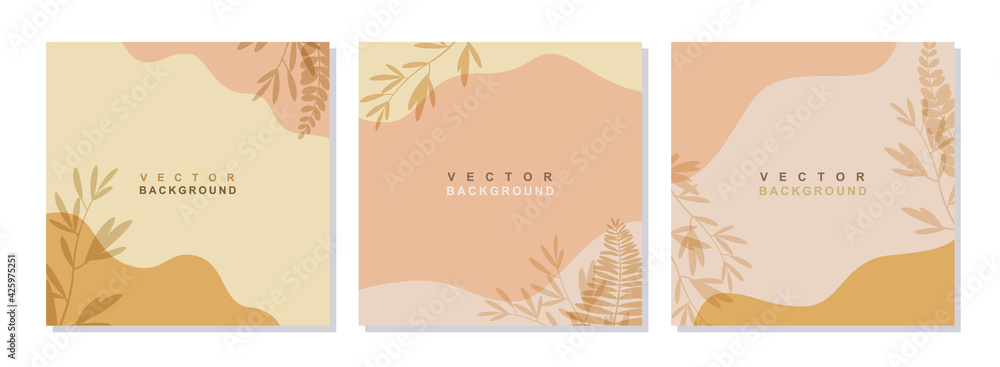 Set of organic trendy square banner template with space for text. Editable abstract vector design background for posters, invitation and social media post and cover Set of organic trendy square banner template with space for text. Editable abstract vector design background for posters, invitation and social media post and cover