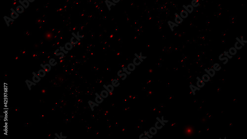 Perfect fire particles embers sparks on isolated black background . Texture overlays. Explosion burn effect. Stock illustration.