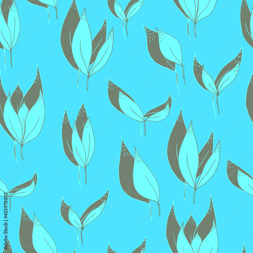 Fototapeta premium vector seamless pattern leaves with black shadow on background. For fabrics, textiles, clothing, wallpaper, paper, backgrounds, flyers and invitations