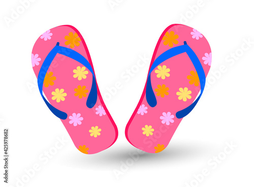 Pink flip flops vector