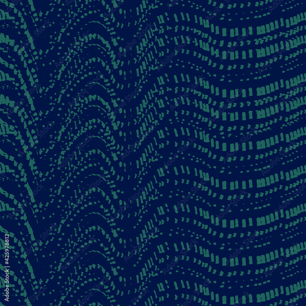 Abstract wallpaper vector seamless pattern horizontal waves from small dots squares of green color on a blue background Abstract wallpaper vector seamless pattern horizontal waves from small dots squares of green color on a blue background