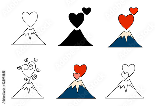 Set of volcano hearts vector