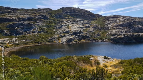 Panoramic view from the peak of the Serra da Estrela mountains and natural park in the Guarda district