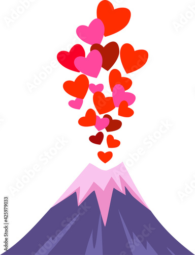 Volcano love valentines day illustration