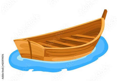 Wooden boat vector isolated