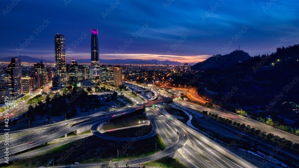 Αυτοκόλλητο Atardecer en la ciudad de Santiago de Chile 2020